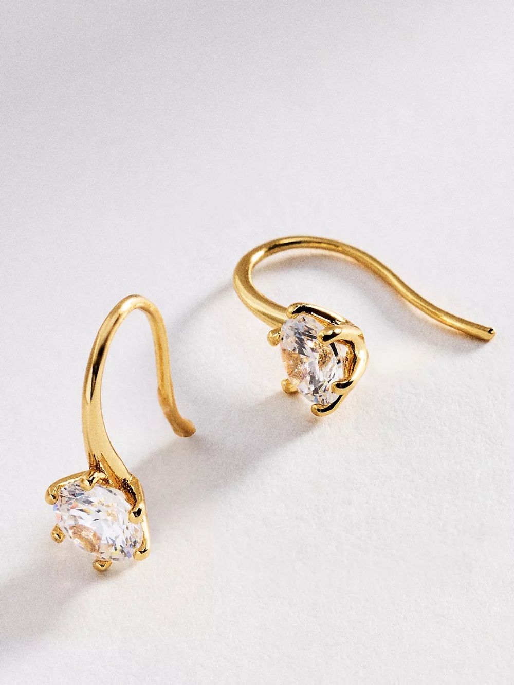 Anthropologie Crystal French Hook Earrings - NWT - Gold